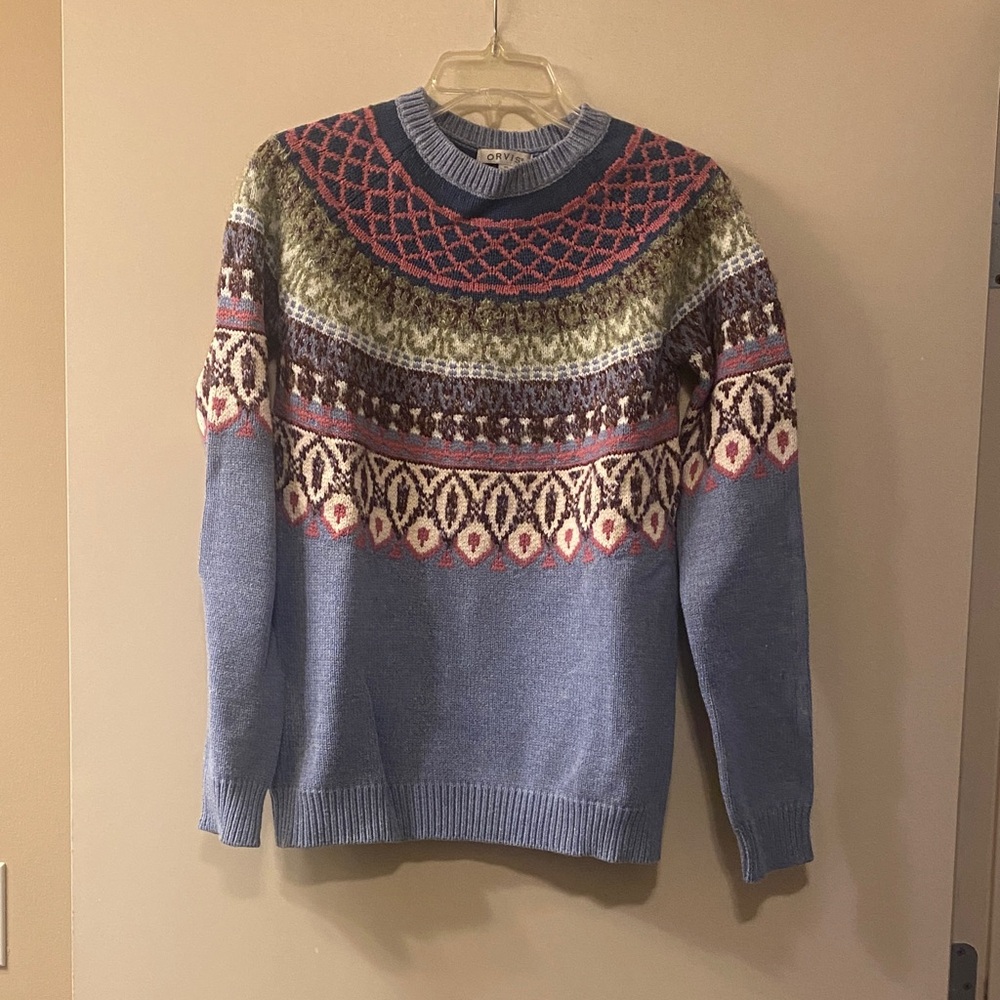 Orvis Multicolor Patterned Crew Neck Sweater